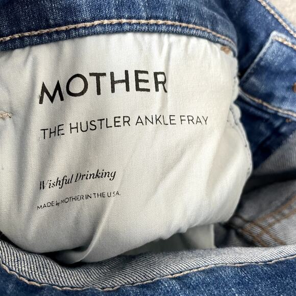 Mother The Hustler Ankle Fray Jeans Womens 32 Blue Wishful Drinking Casual - Picture 8 of 12